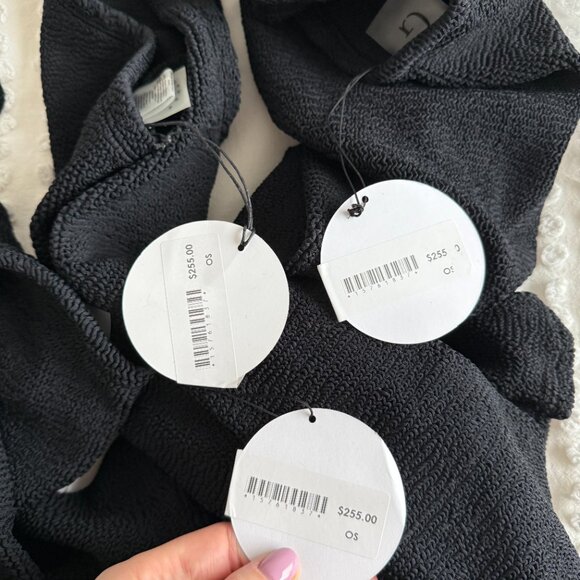 NWT Hunza G Nancy Bodycon Mini Dress One Shoulder Black Stretch Crinkled Fabric - Picture 3 of 9